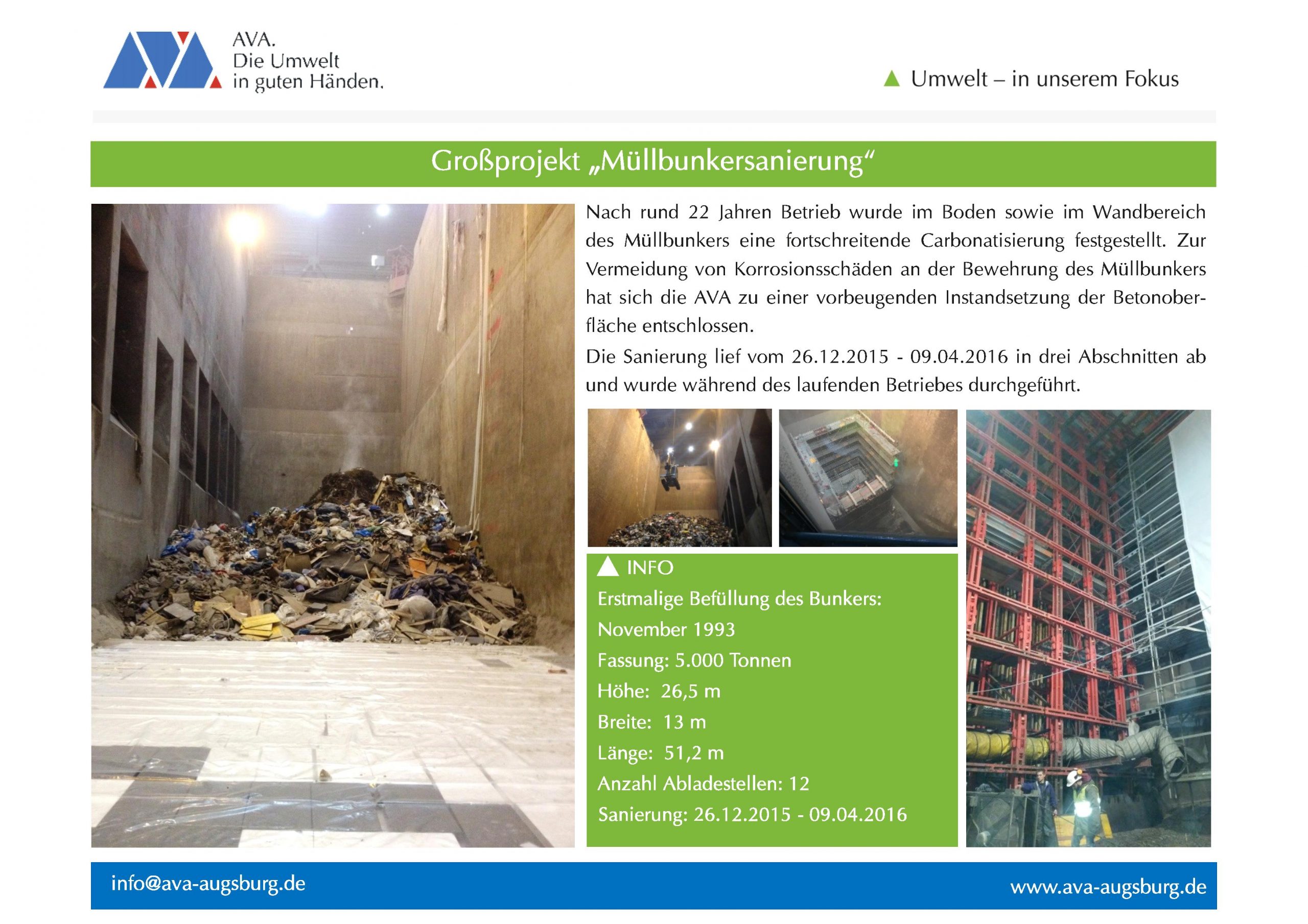 AVA Plakat – Müllbunkersanierung