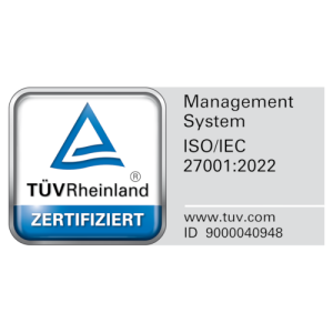 Zertifikat TÜV Rheinland Zertifiziert - Management System ISO IEC 27001:2022